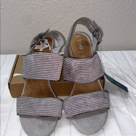 Toms Shoes - TOMS Poppy Sandal (Women, TOMS Women's Gray Sandals, Highheel Size 8.5